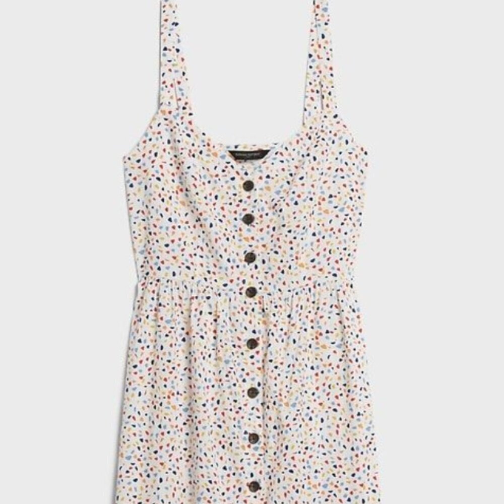 BANANA REPUBLIC BUTTON-FRONT FIT-AND-FLARE DRESS - SMALL
